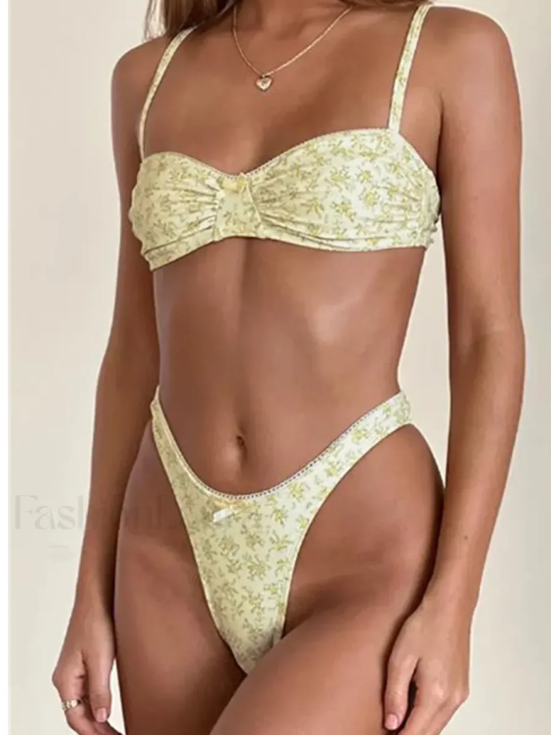 Plaid Ring Tie Brazilian Bikini Set - Image 3