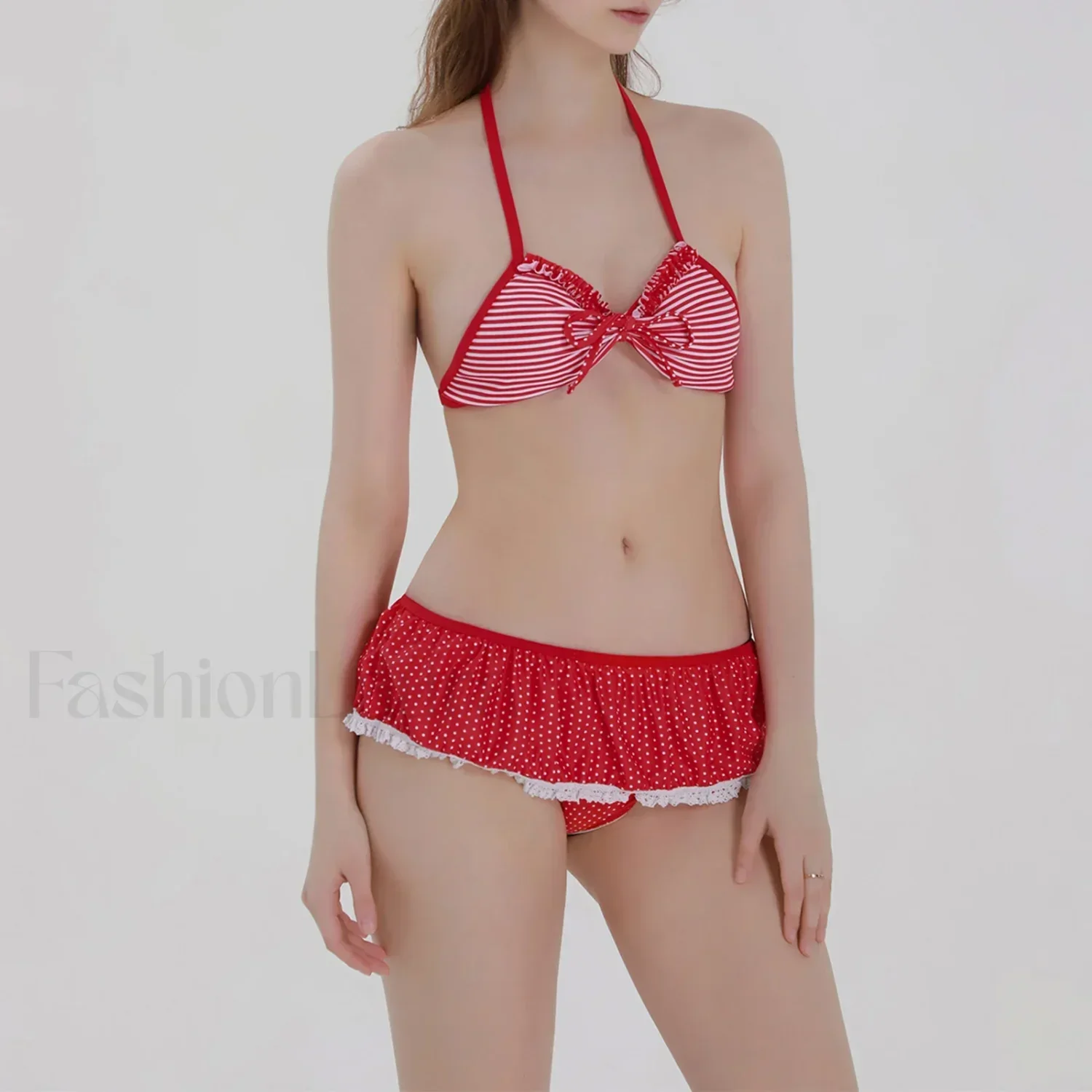 Plaid Ruffled Halter Bikini Set - Image 10