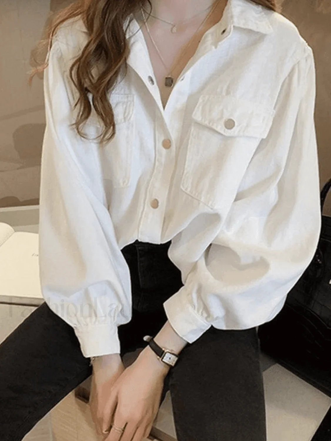 Pleated Long Sleeve Blouse - Image 16