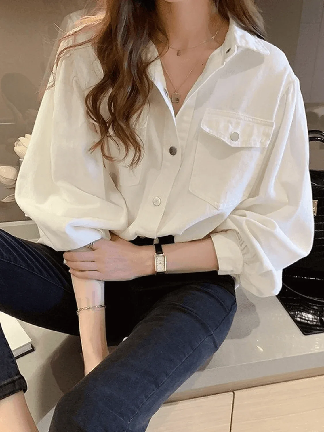 Pleated Long Sleeve Blouse - Image 17