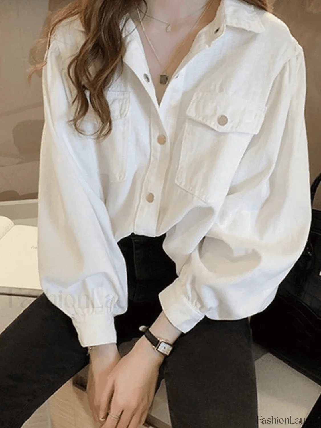 Pleated Long Sleeve Blouse - Image 22
