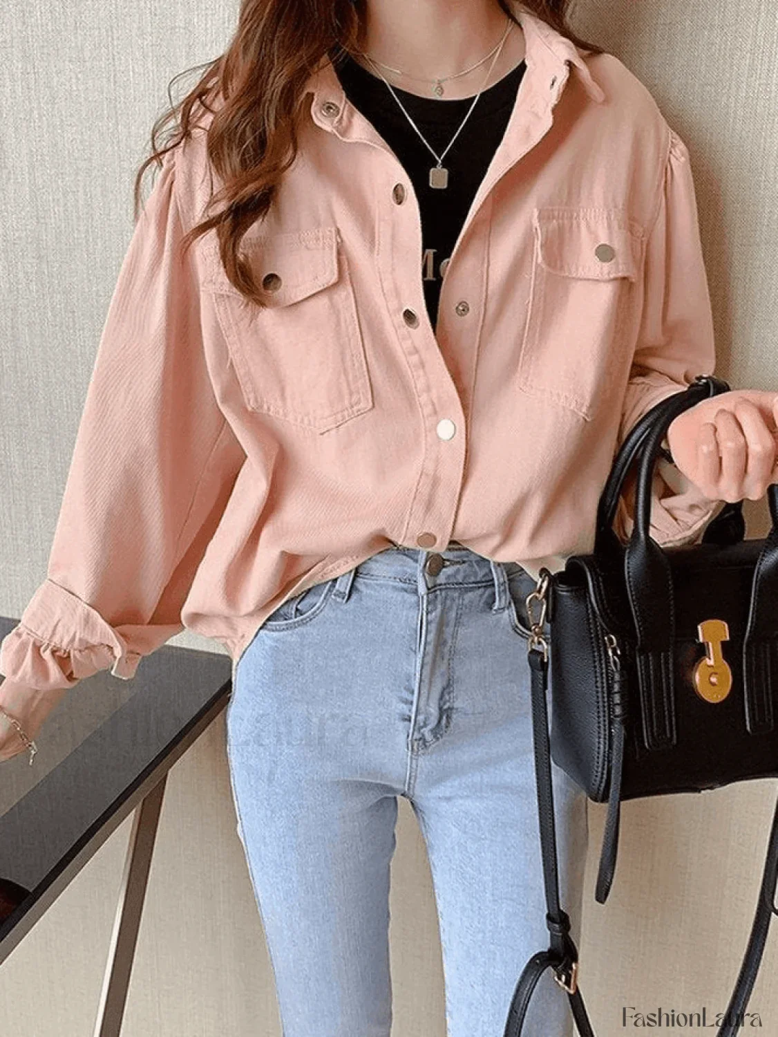 Pleated Long Sleeve Blouse - Image 26