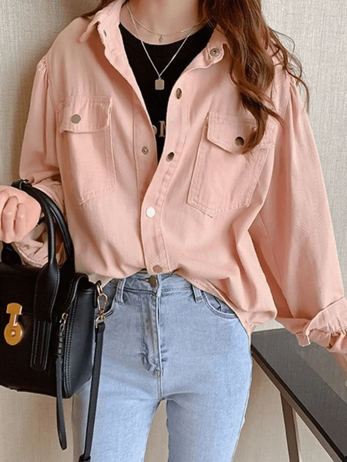 Pleated Long Sleeve Blouse - Image 4