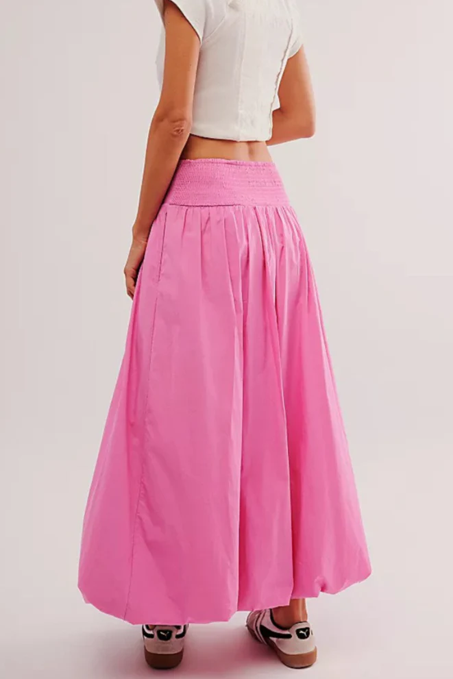 Pocket Smocked Elastic Waist Lantern Skirt - Image 10