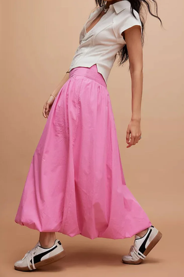 Pocket Smocked Elastic Waist Lantern Skirt - Image 8