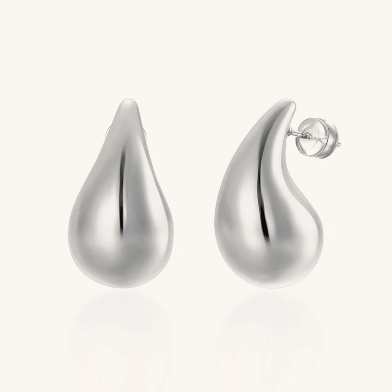 Polished Teardrop Gold Plated Gourd Stud Earrings - Image 5