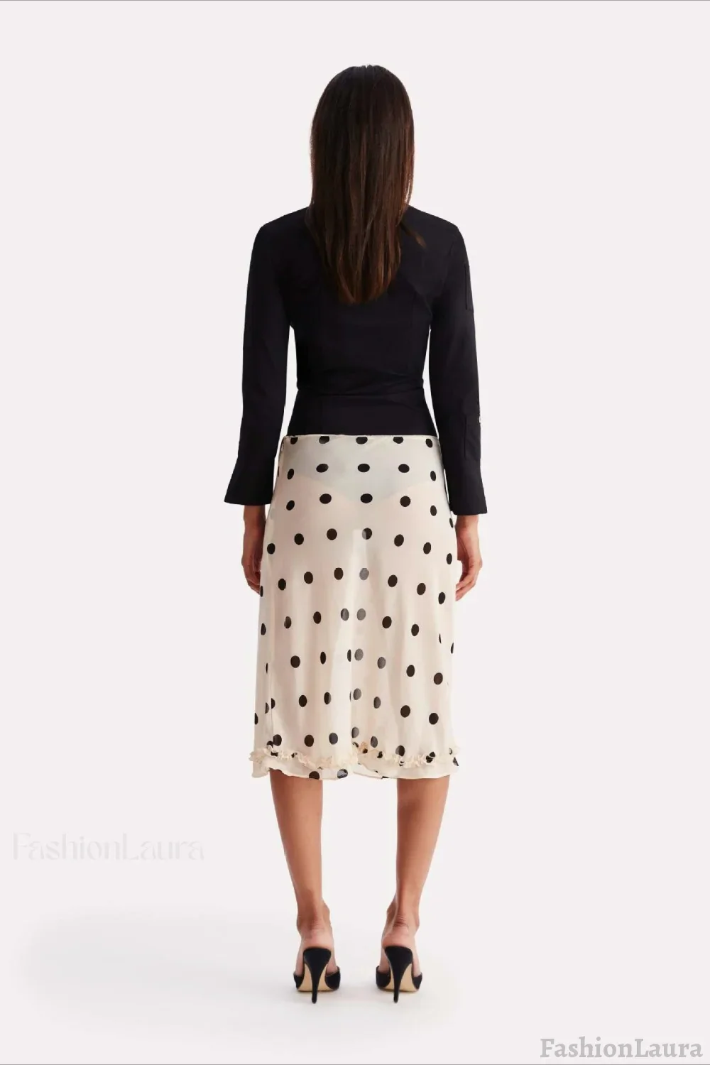 Polka Dot High Waist A-Line Skirt - Image 5