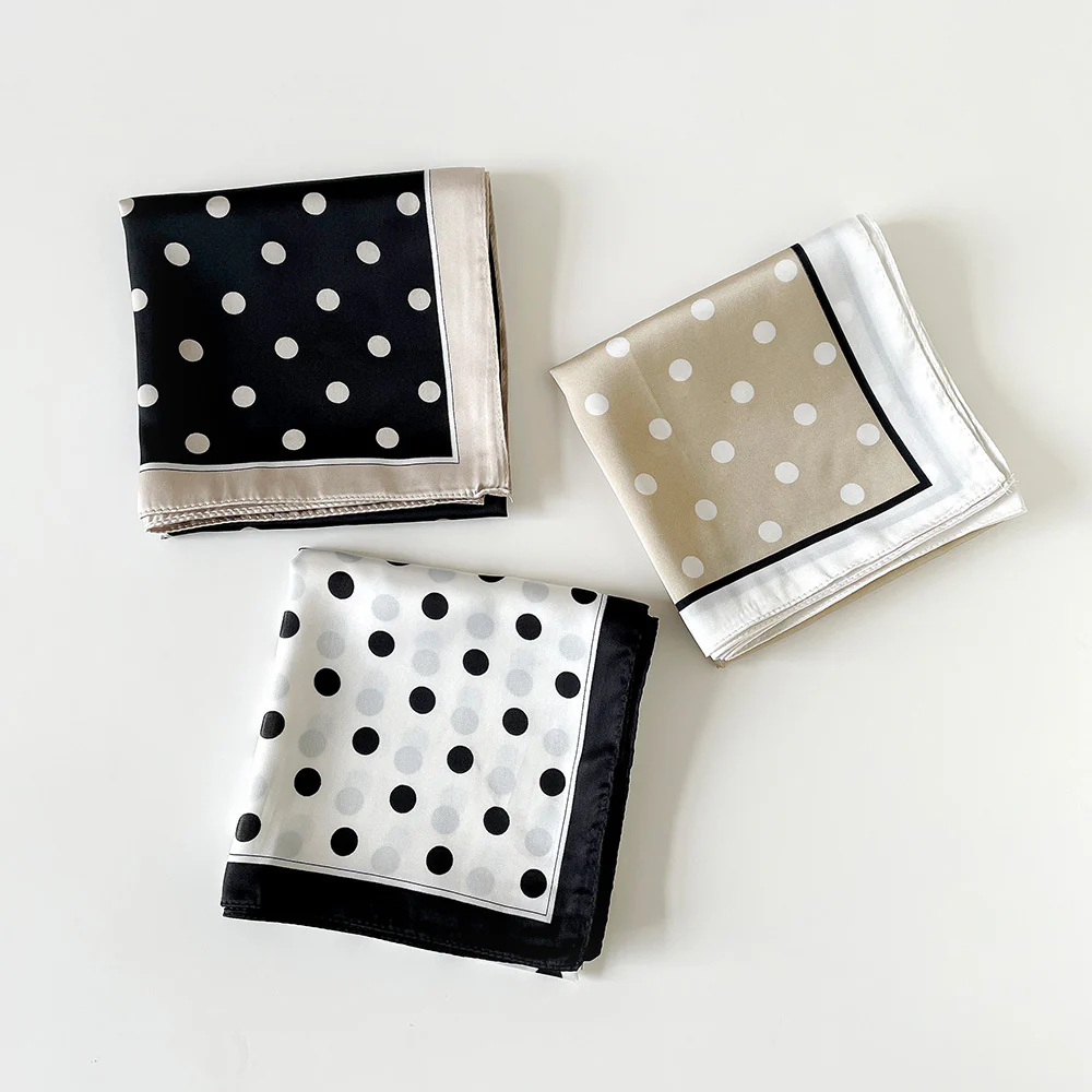 Polka Dot Square Neck Ribbon Head Scarf - Image 7