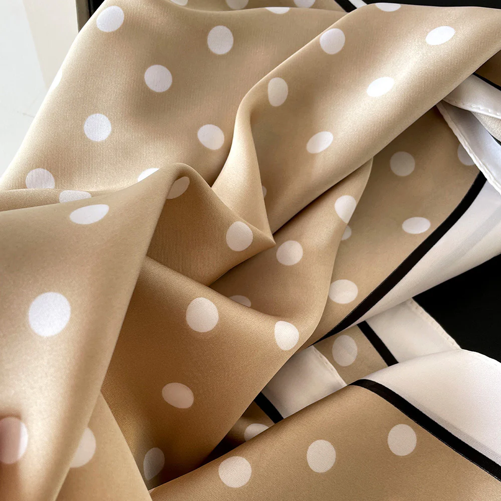 Polka Dot Square Neck Ribbon Head Scarf - Image 8