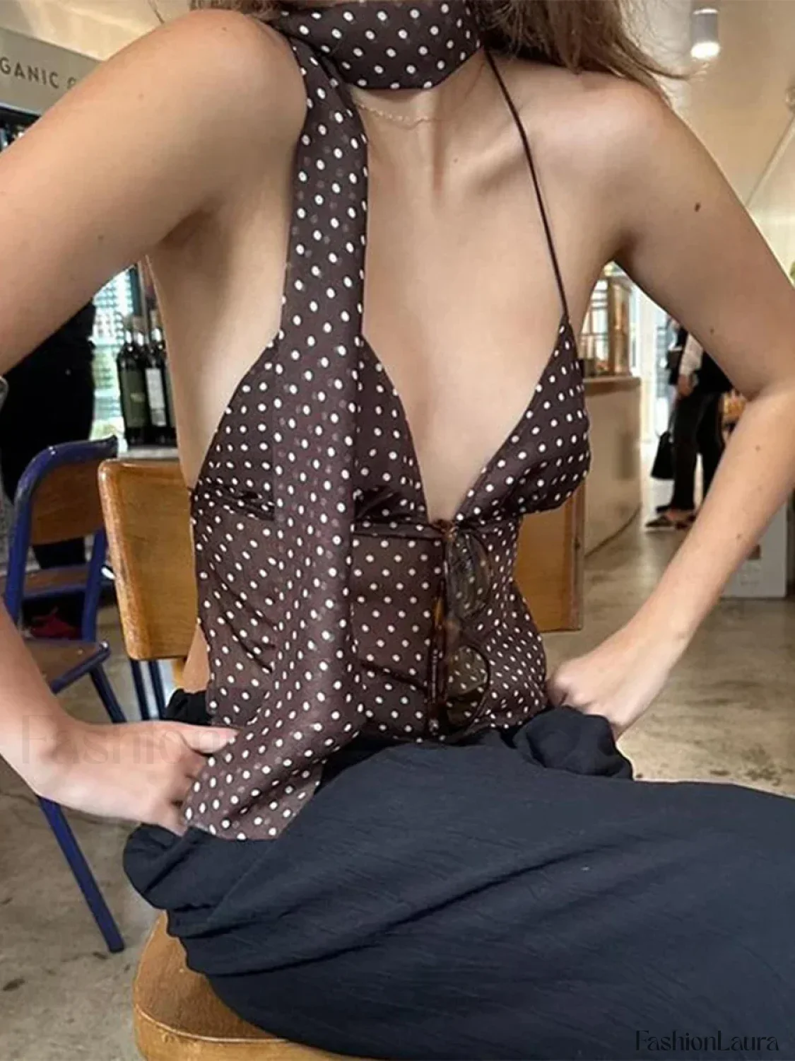 Polka Dot Tie-Back Crop Top - Image 13