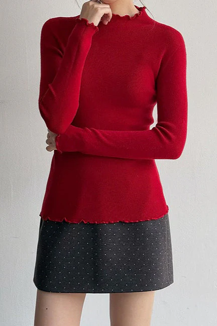 Polka Dot Wool A-Line Skirt - Image 2