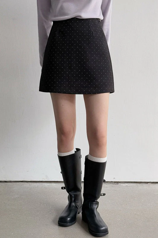 Polka Dot Wool A-Line Skirt - Image 9
