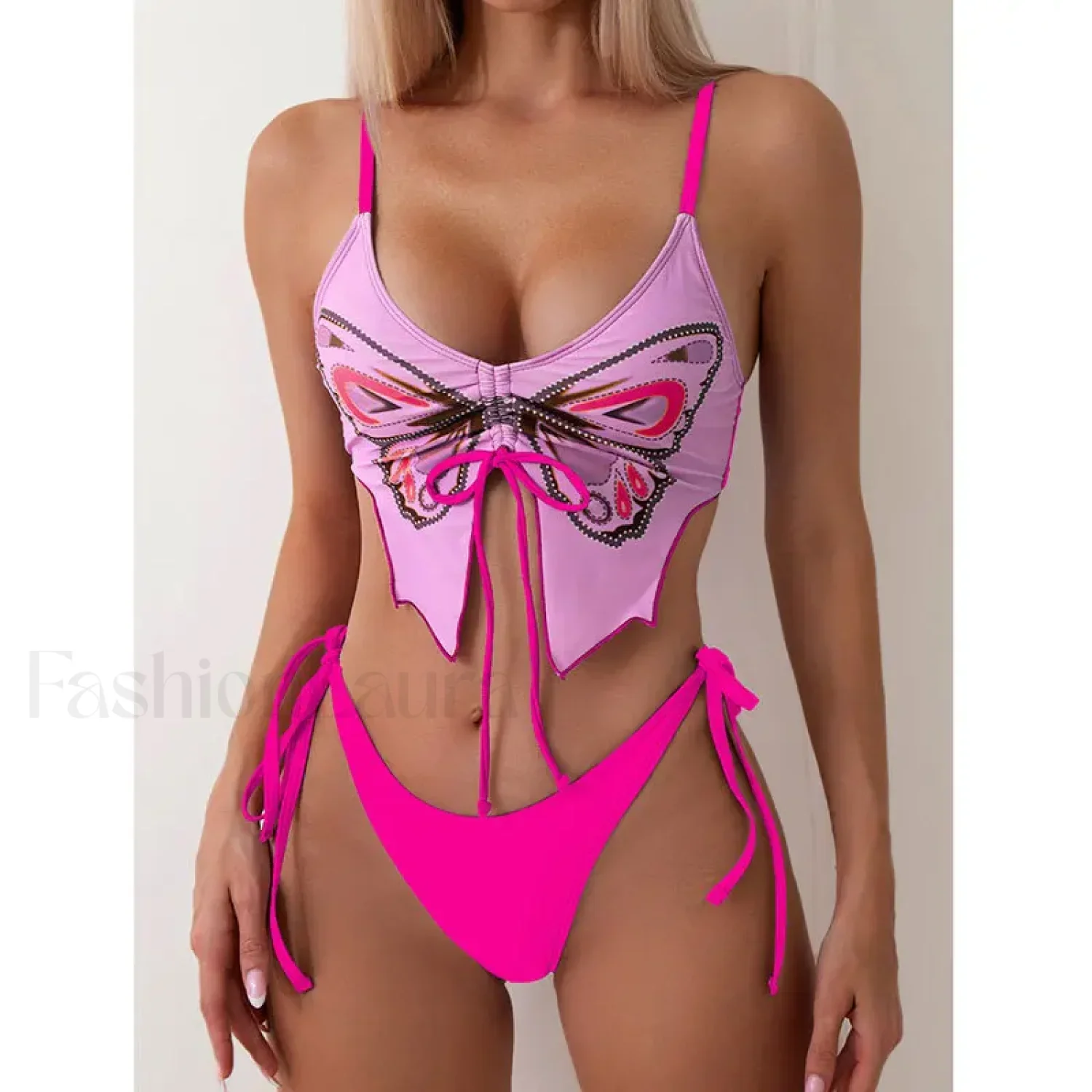 Print Tied High Cut Push Up Bikini Set - Image 4