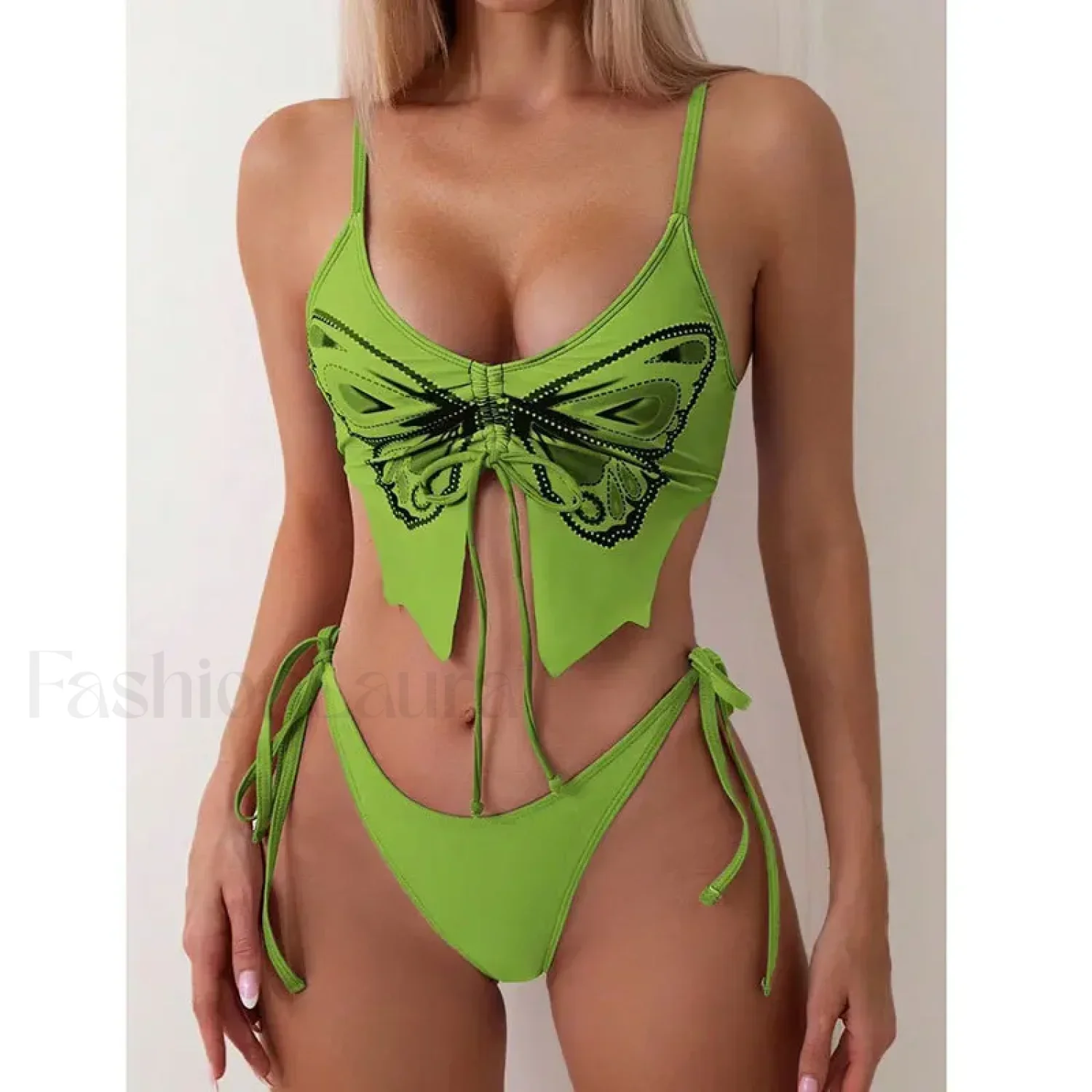 Print Tied High Cut Push Up Bikini Set - Image 8