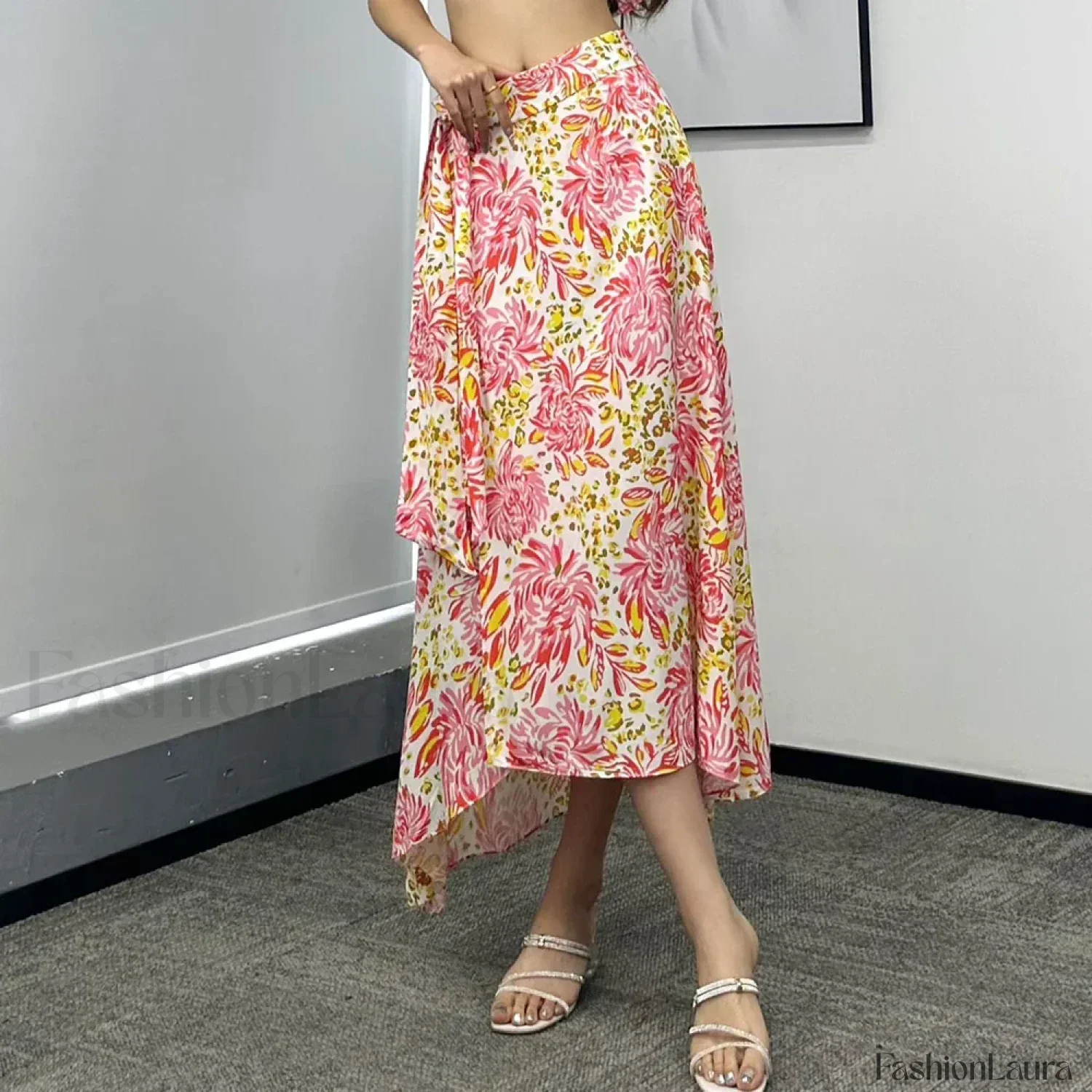 Printed Asymmetric Straight Skirt - Image 9