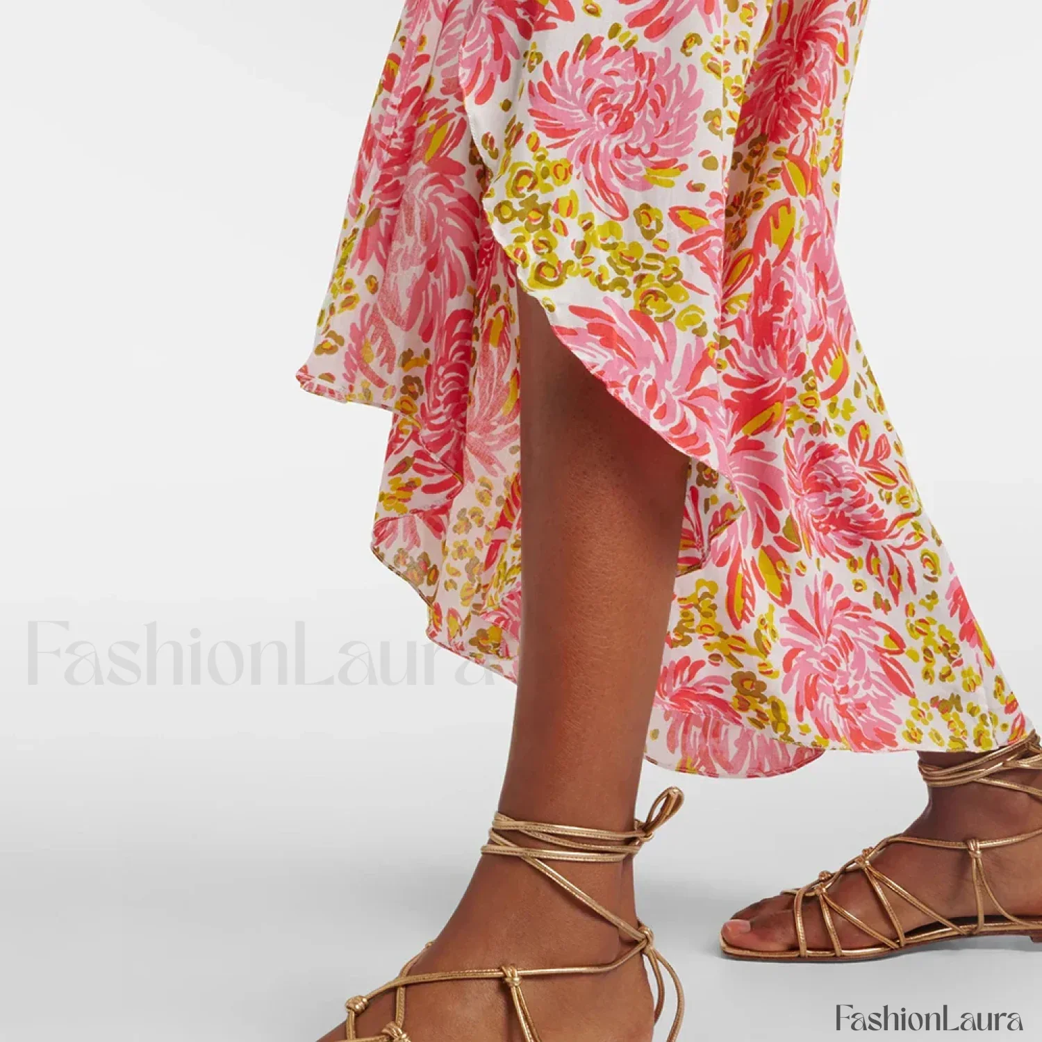 Printed Asymmetric Tie Waist Skirt - Image 10