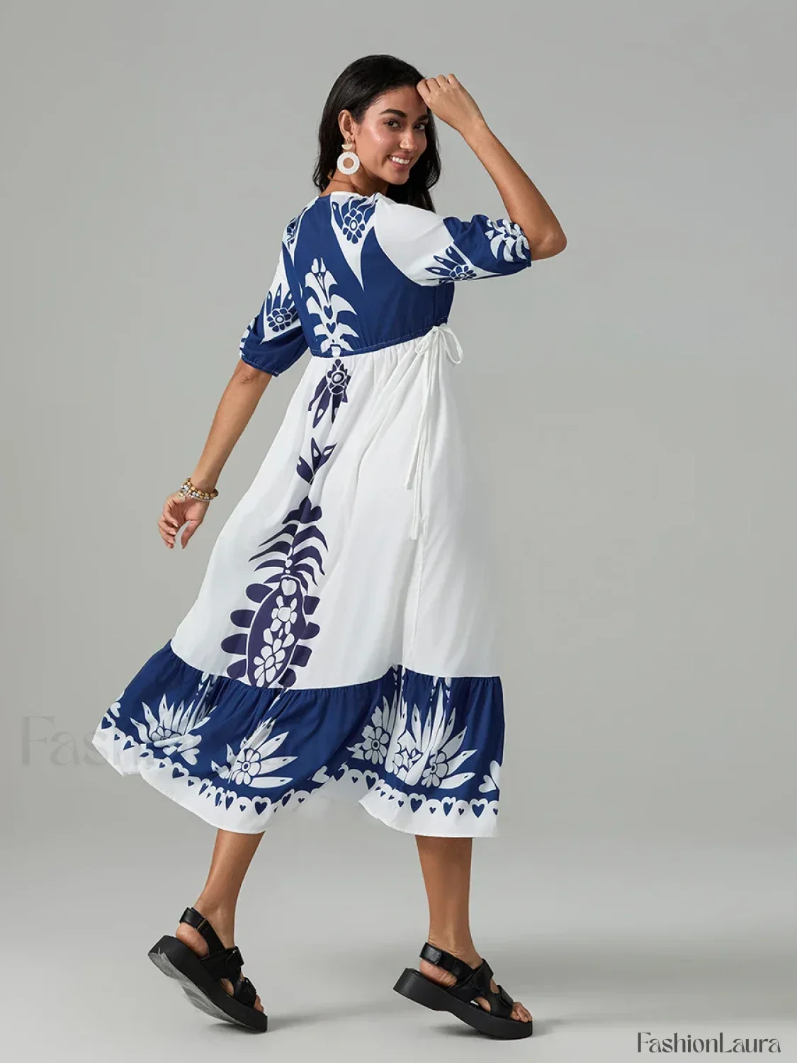 Printed V-Neck Summer Boho Dress - Image 16