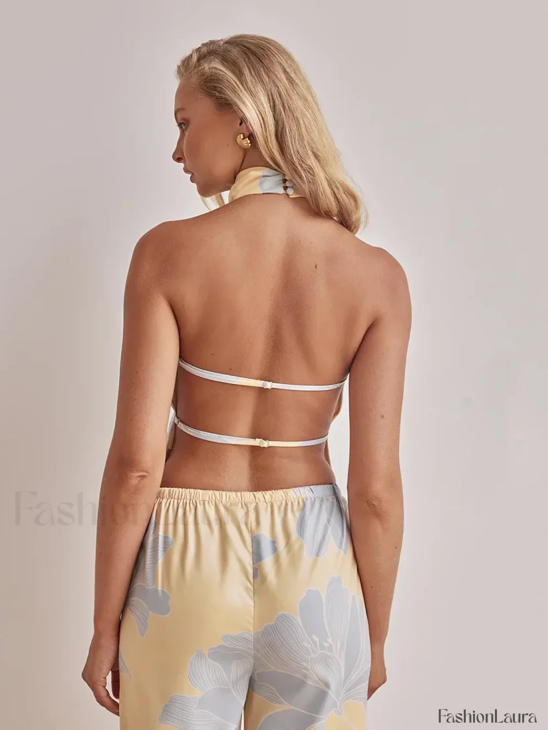 Printing Halter Backless Pants Two Piece Set - Image 13