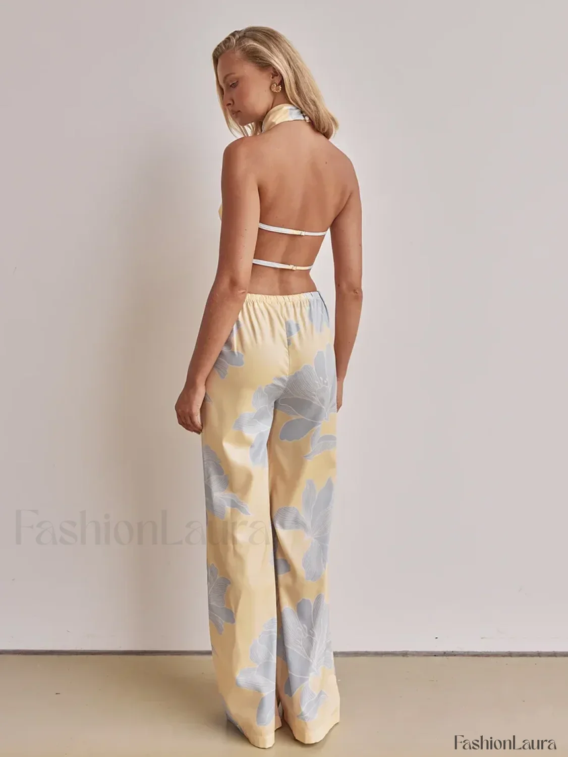 Printing Halter Backless Pants Two Piece Set - Image 14