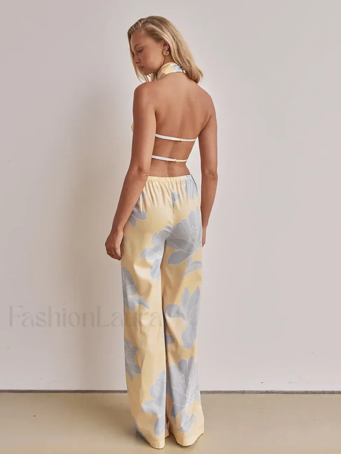 Printing Halter Backless Pants Two Piece Set - Image 8