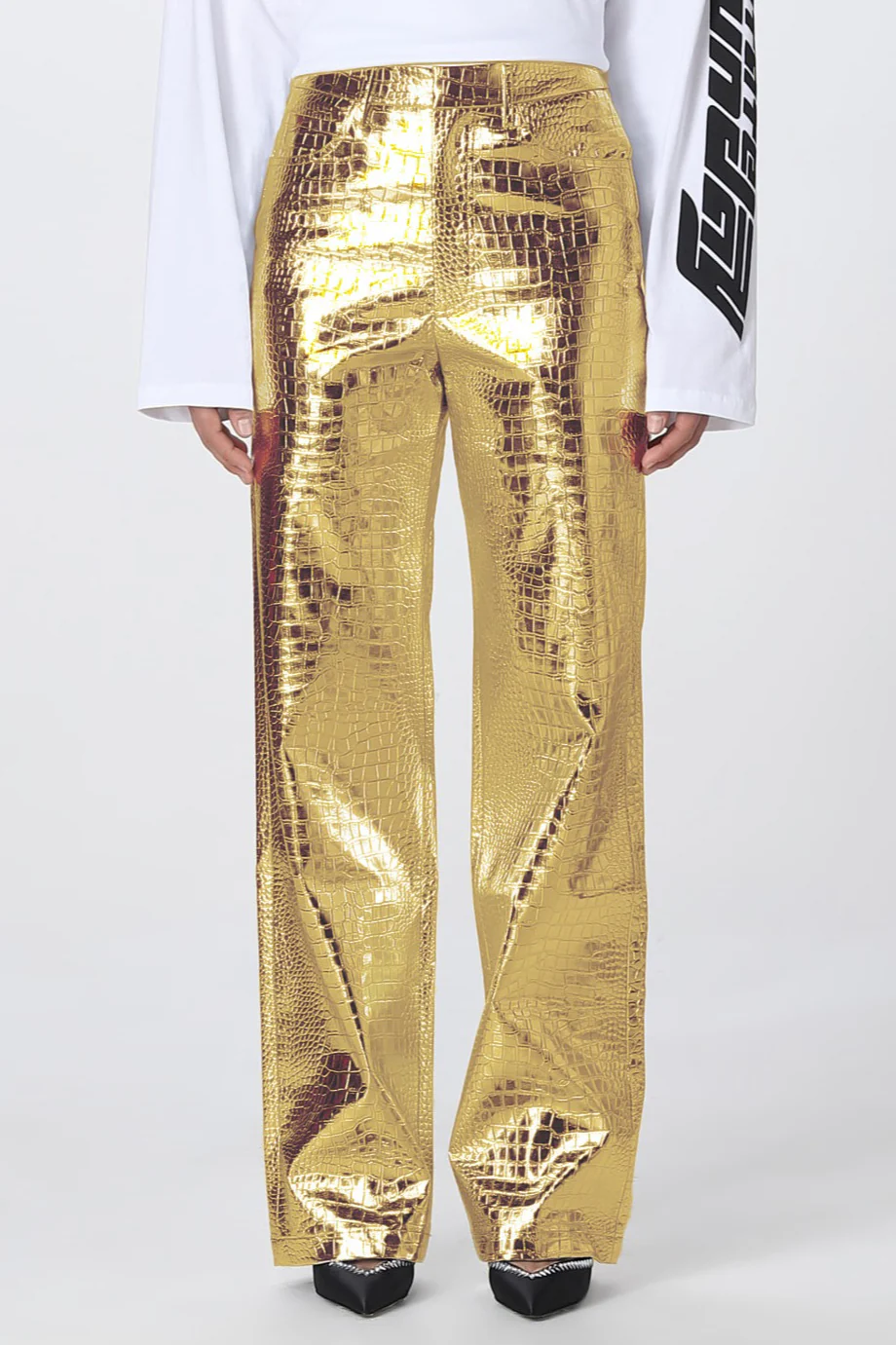 PU Leather Scale High Waist Long Pants - Image 8