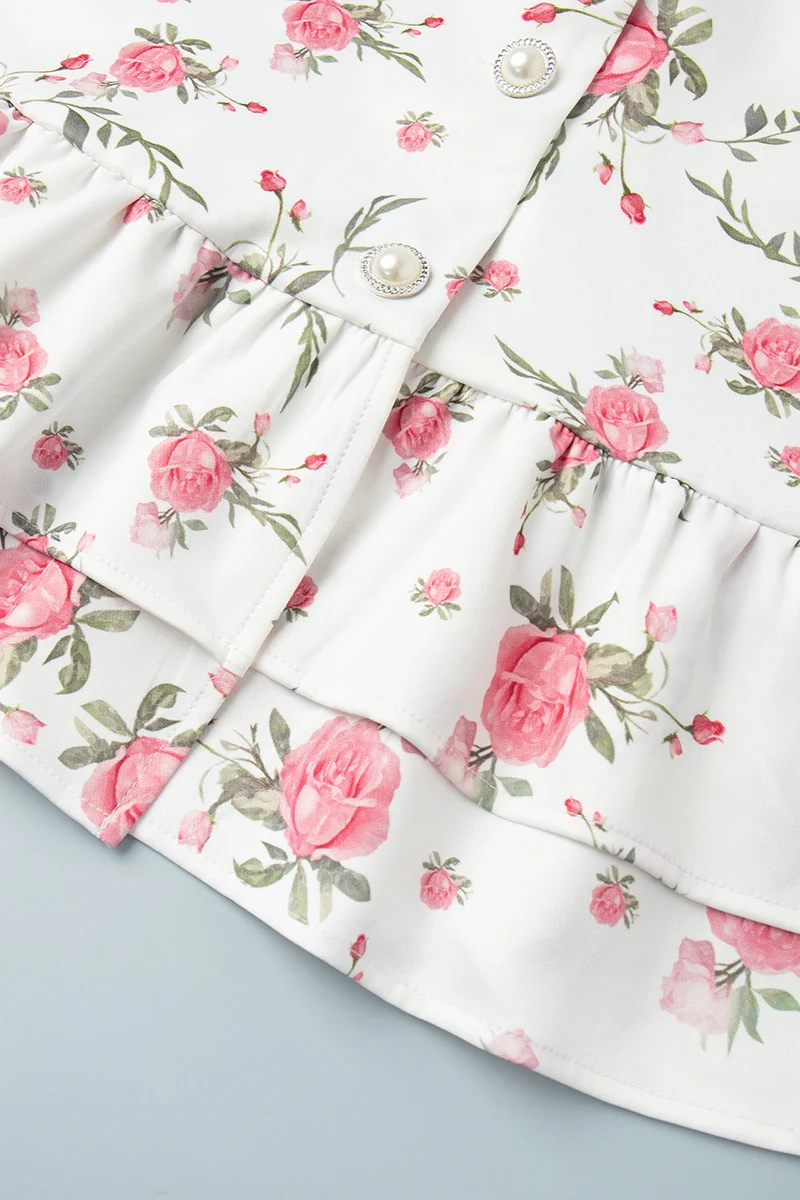 Puff Sleeve Ruffle Mini Floral Dress - Image 12