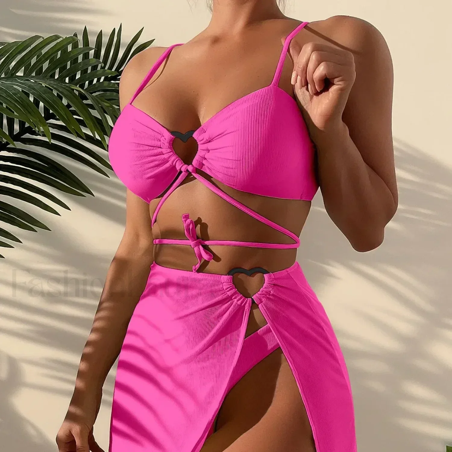 Purple Ribbed Sarong Three Piece Set - Image 2