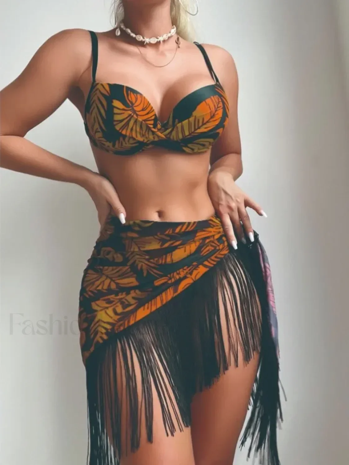 Push-Up Tassel Micro Bikini Three Piece Set - Image 11
