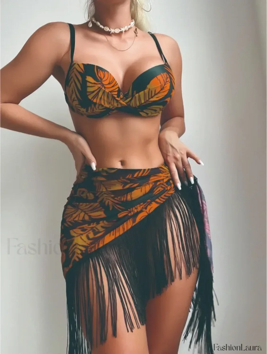 Push-Up Tassel Micro Bikini Three Piece Set - Image 14