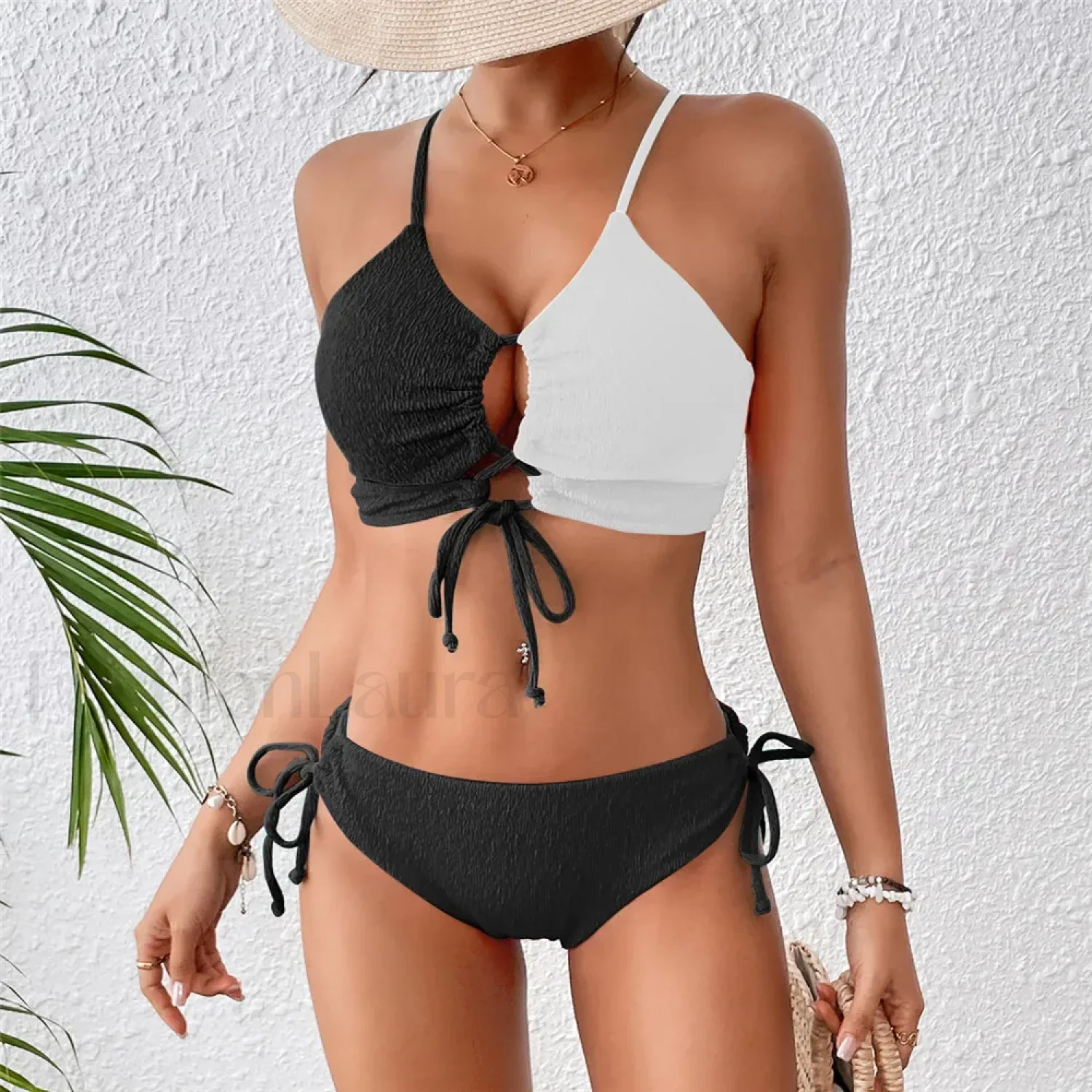Push Up White Black Bikini Set - Image 3