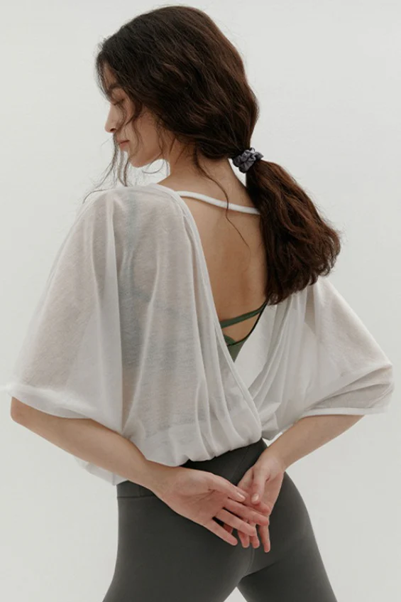 Quick Dry Cropped Backless Sun Protection Tee