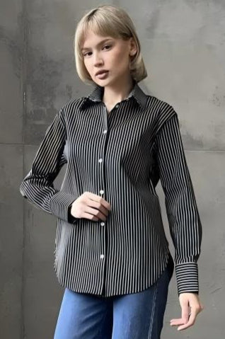 Relaxed Fit Striped Long Sleeve Blouse - Image 9