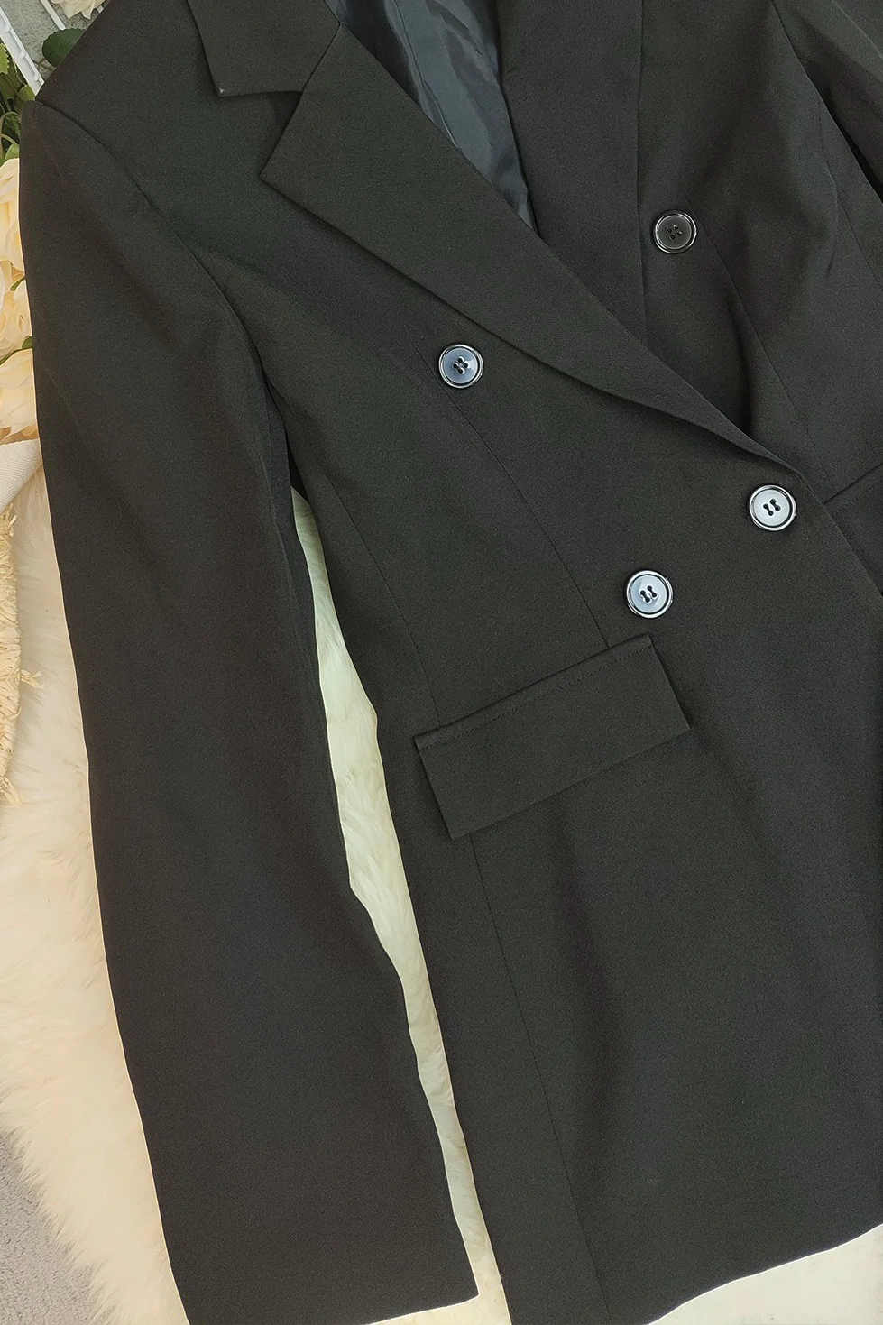 Relaxed Fit Two Piece Blazer Straight Leg Pants Set - Image 5