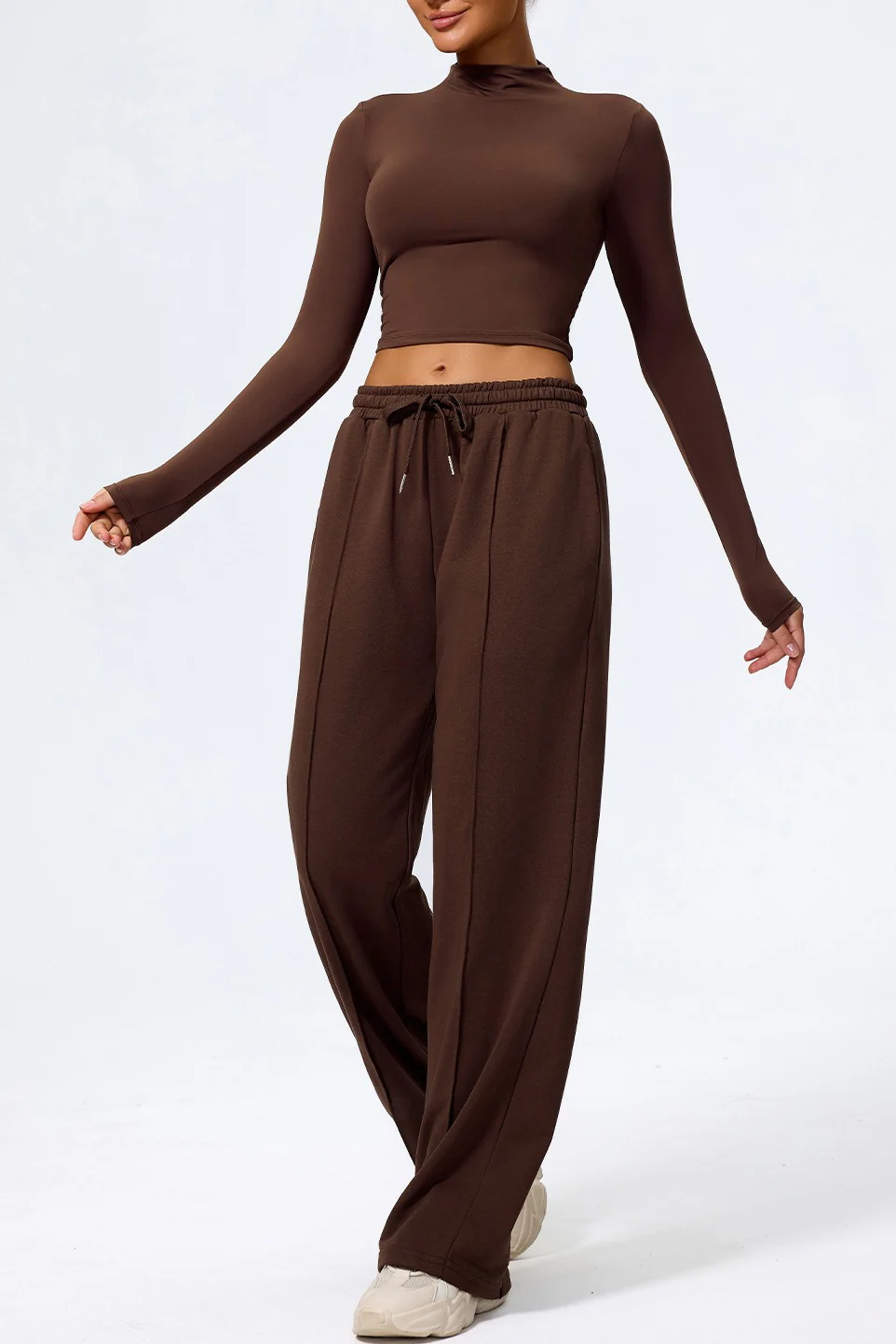 Relaxed Straight Leg  High Waist Knit Pants - Image 15