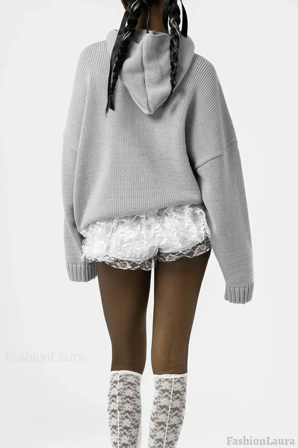 Relief Knitted Casual Loose Hoodie - Image 5