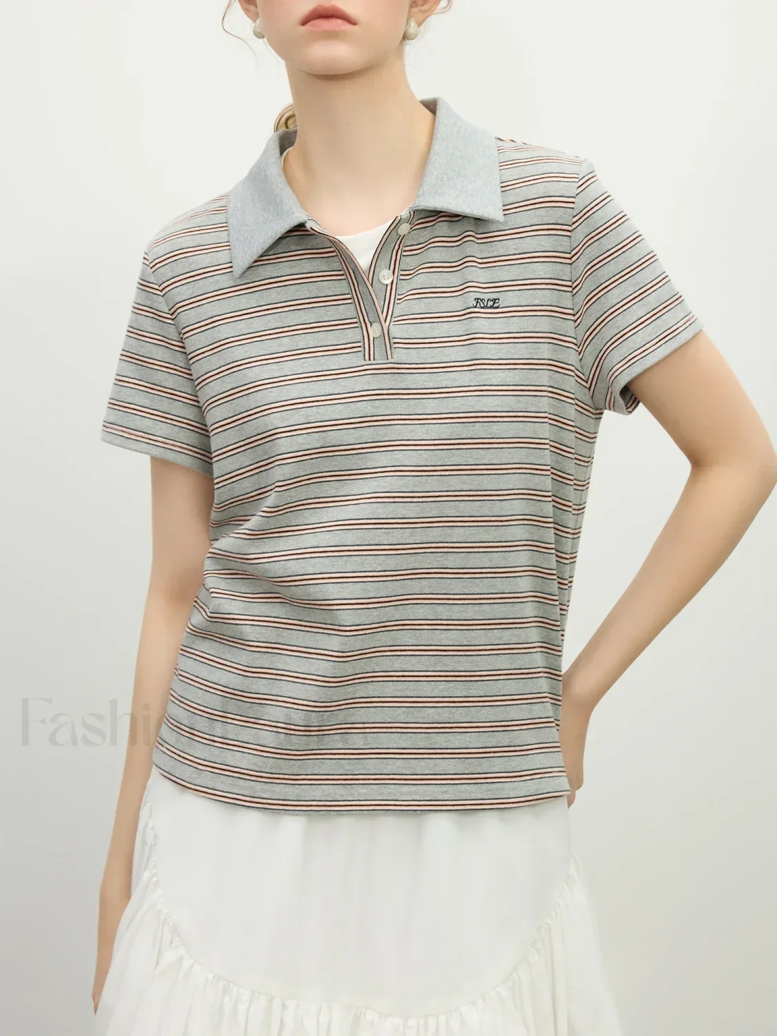 Retro Polo Collar Knitted Elegant T-Shirt - Image 3