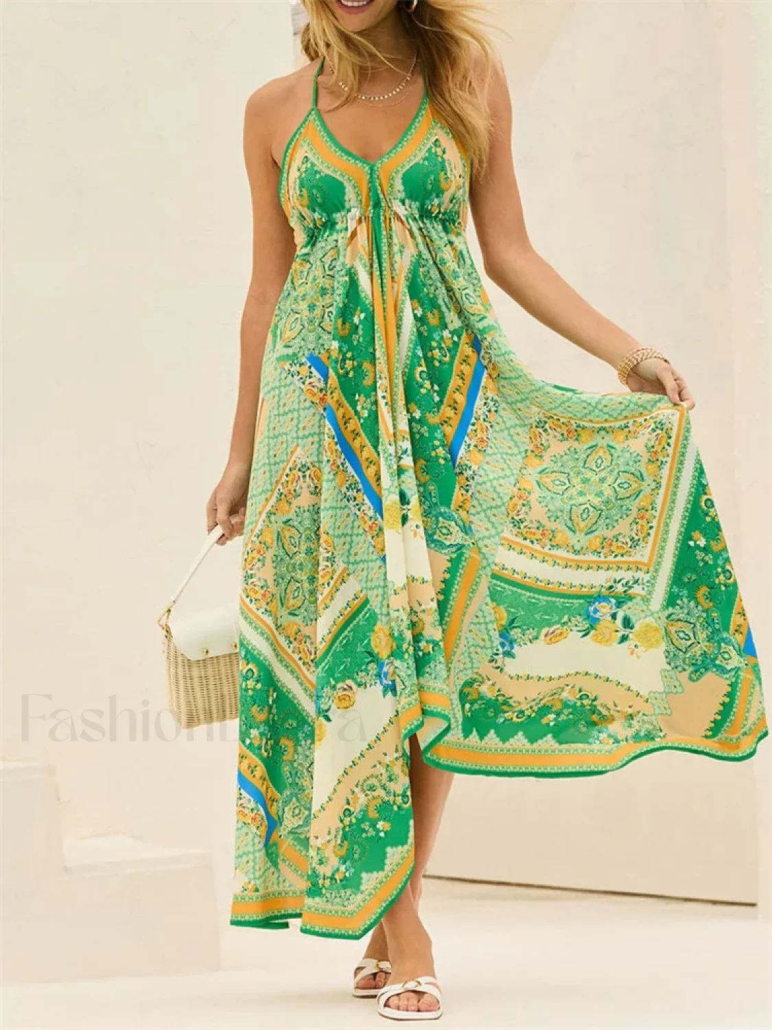 Retro V-Neck Maxi Floral Dress - Image 9