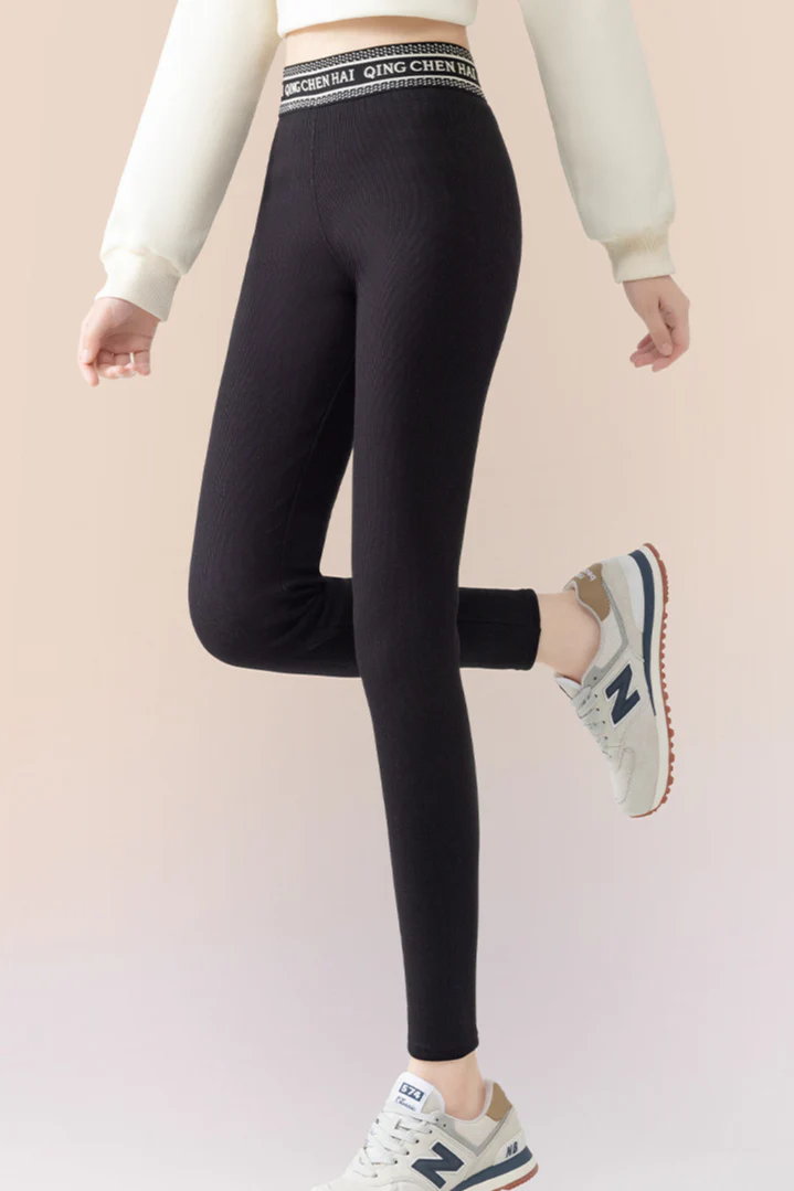 Ribbed Cotton Fleece Lined Slim Fit Ankle Length Leggings - Image 3