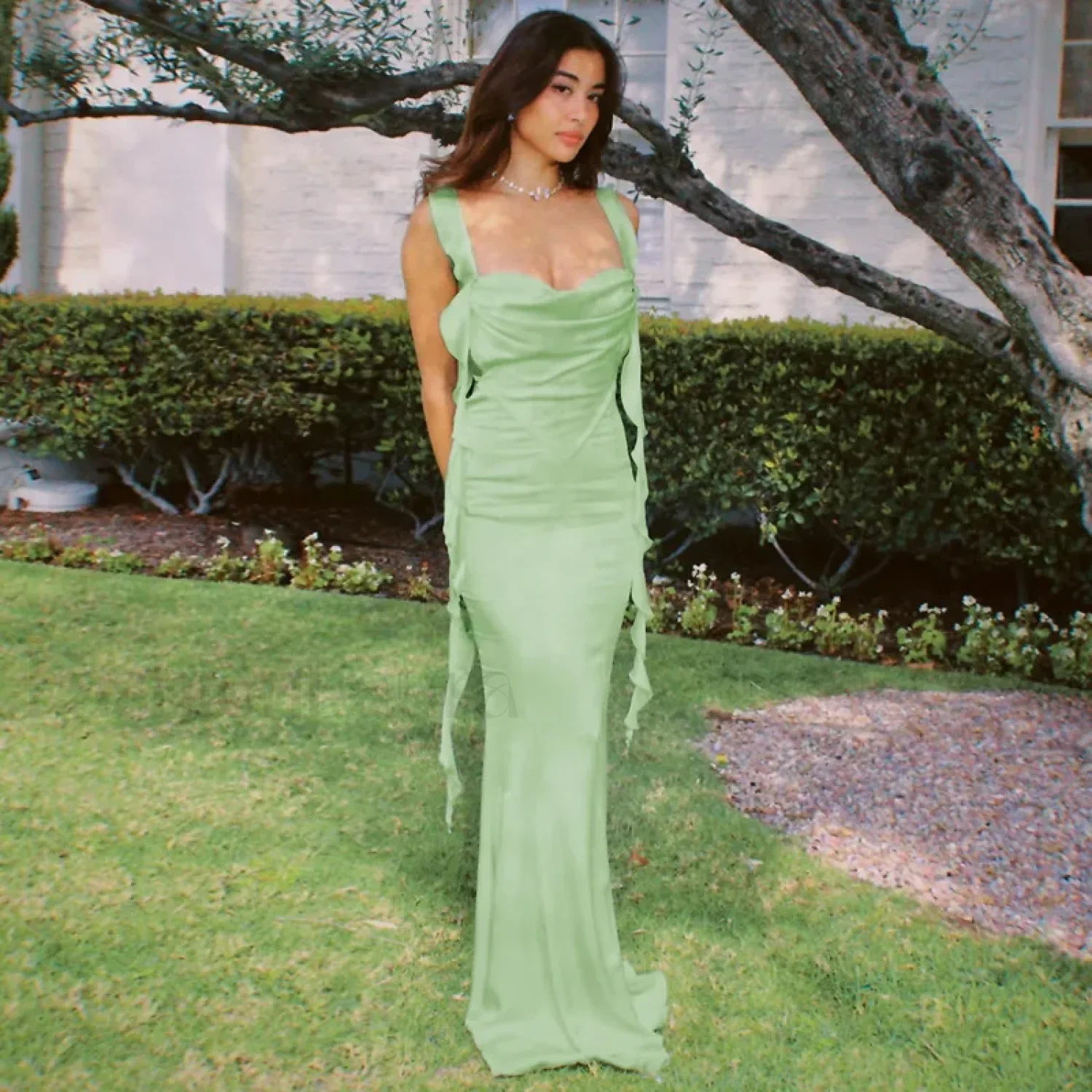 Ribbon Backless Split Maxi Dress - Image 3