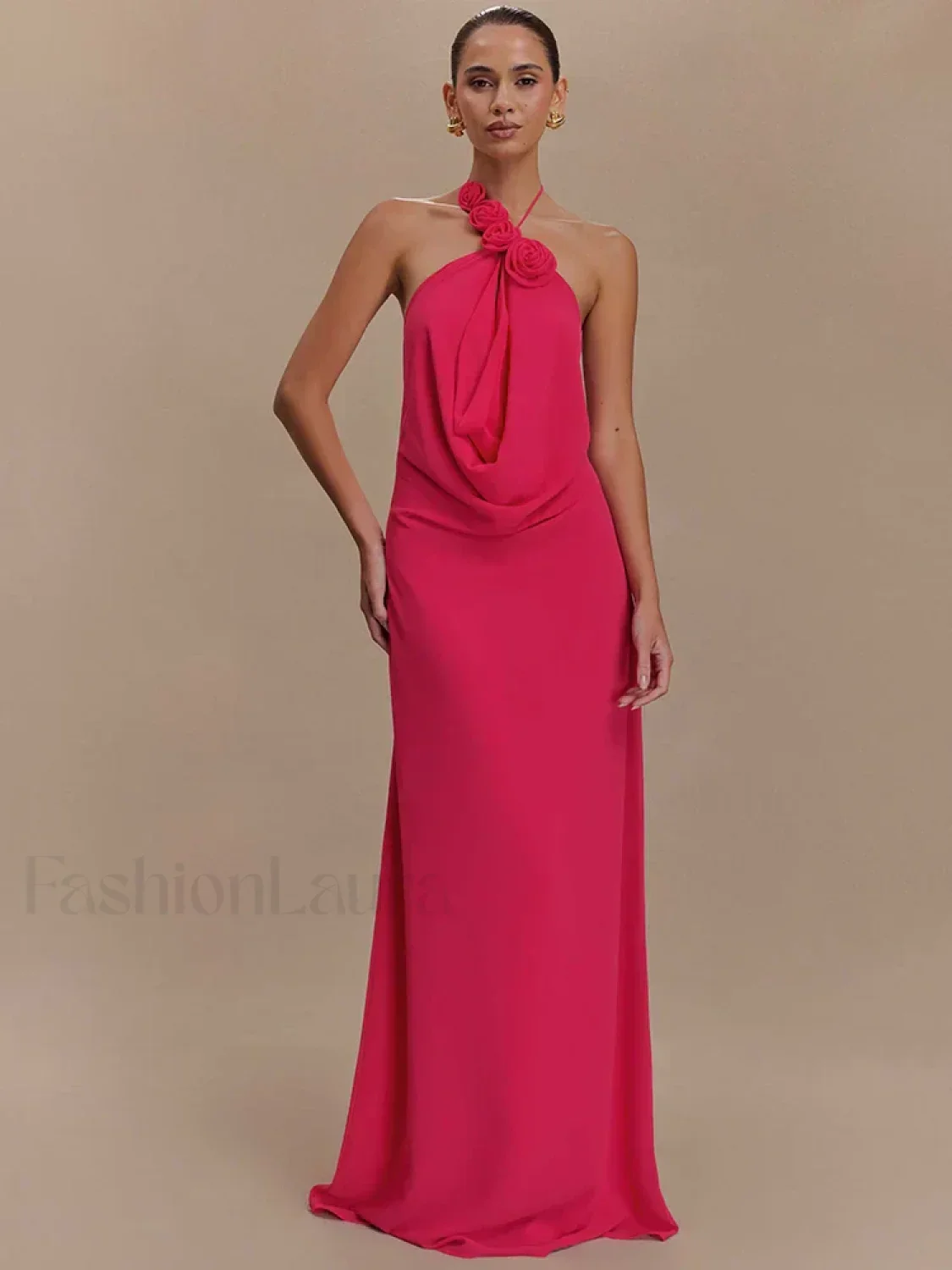 Rose Lace-up Off Shoulder Maxi Dress - Image 10