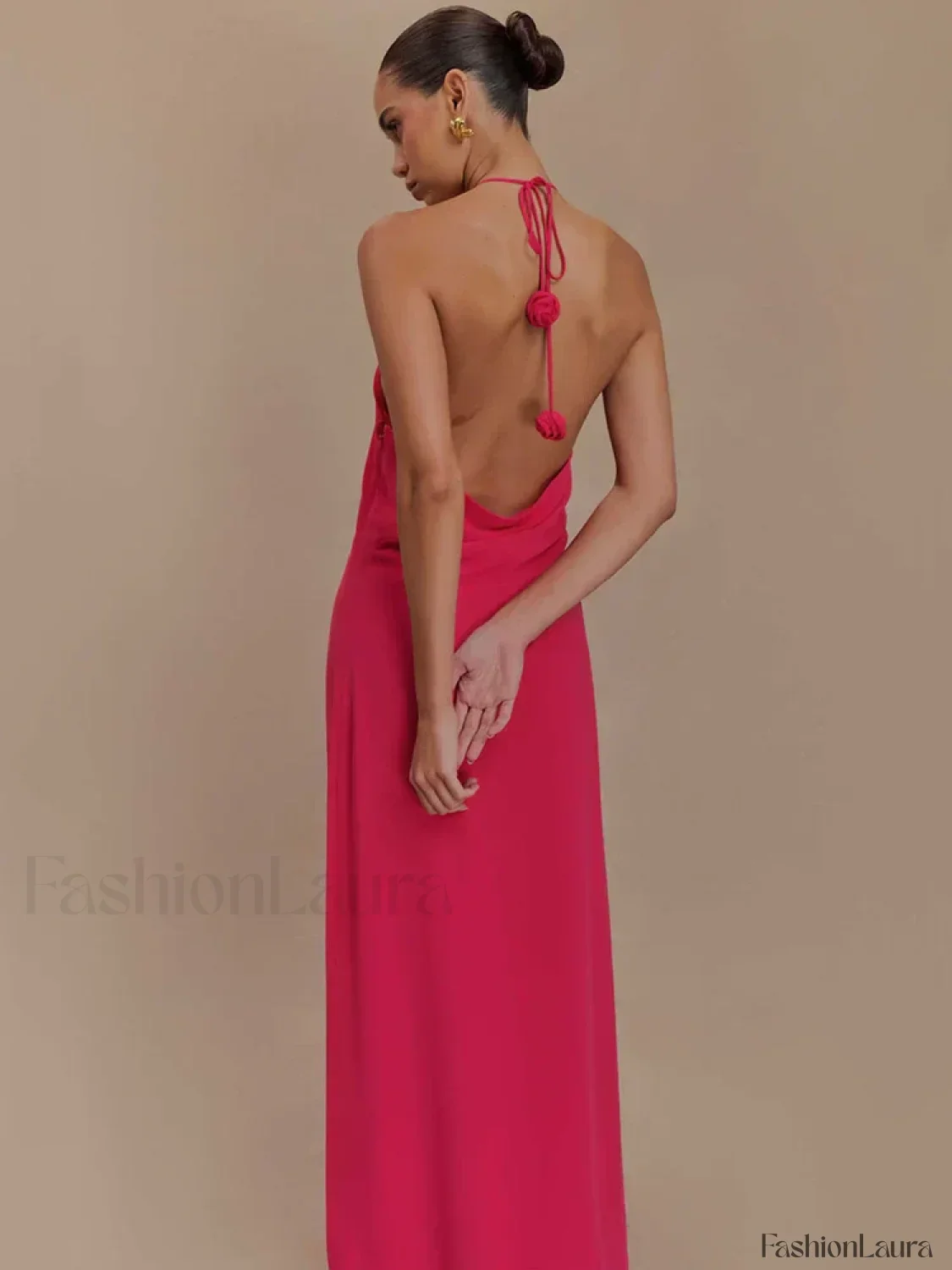 Rose Lace-up Off Shoulder Maxi Dress - Image 11