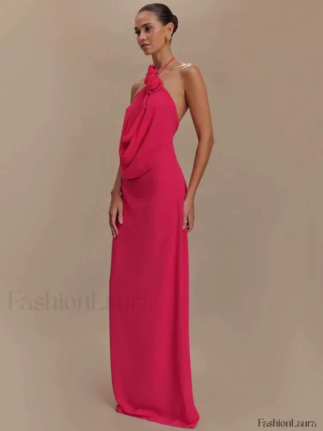 Rose Lace-up Off Shoulder Maxi Dress - Image 13