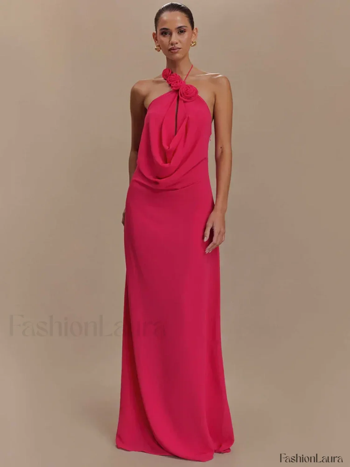 Rose Lace-up Off Shoulder Maxi Dress - Image 14