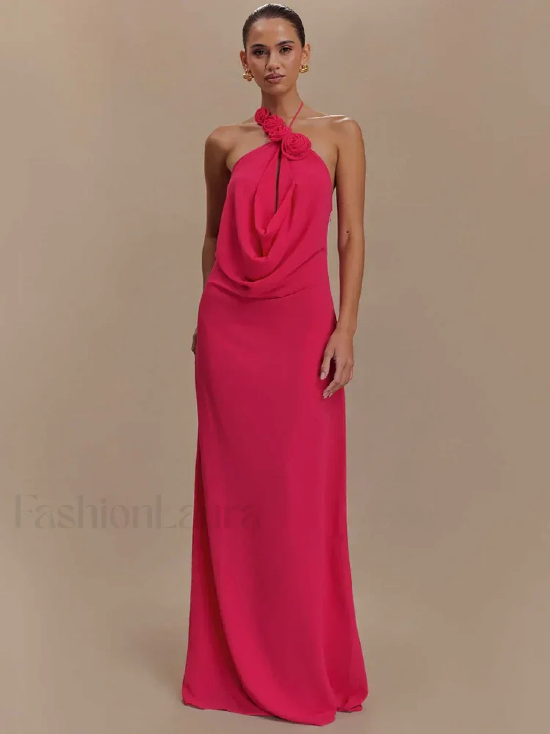 Rose Lace-up Off Shoulder Maxi Dress - Image 2