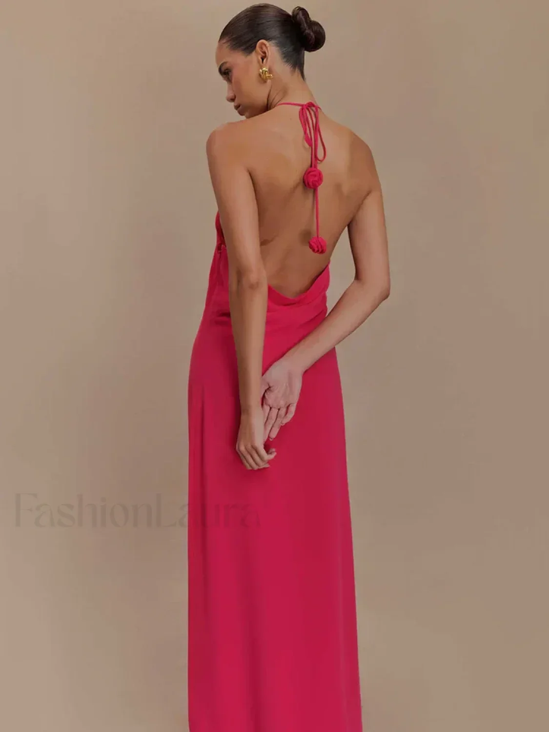 Rose Lace-up Off Shoulder Maxi Dress - Image 6