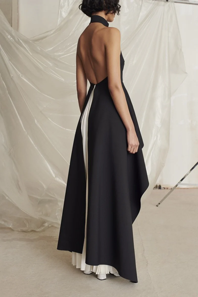 Round Neck Sleeveless Asymmetric Maxi Prom Dress - Image 3