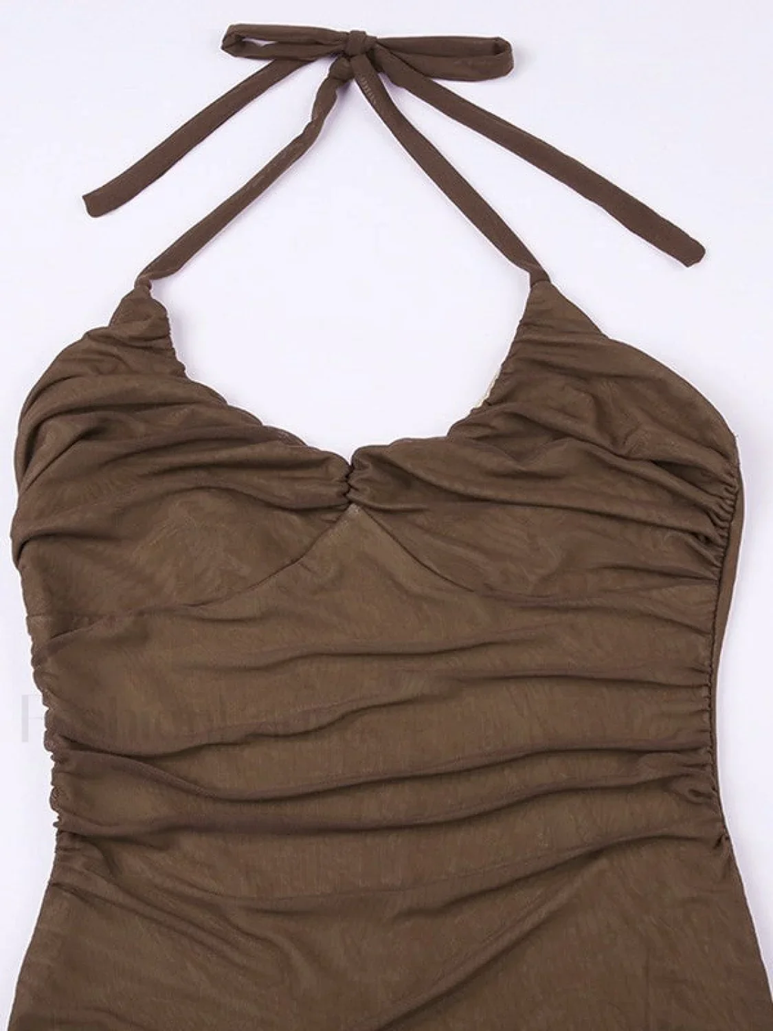 Ruched Asymmetric Halter Mini Dress - Image 8