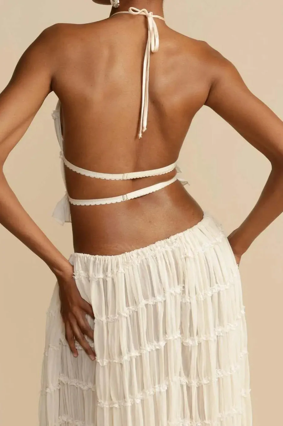 Ruched Halter Cami & Maxi Skirt Boho Dress - Image 11