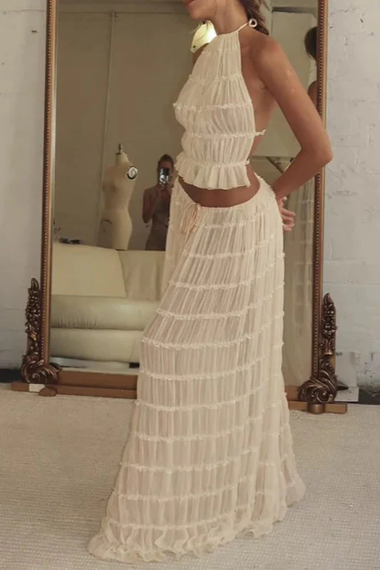 Ruched Halter Cami & Maxi Skirt Boho Dress - Image 2