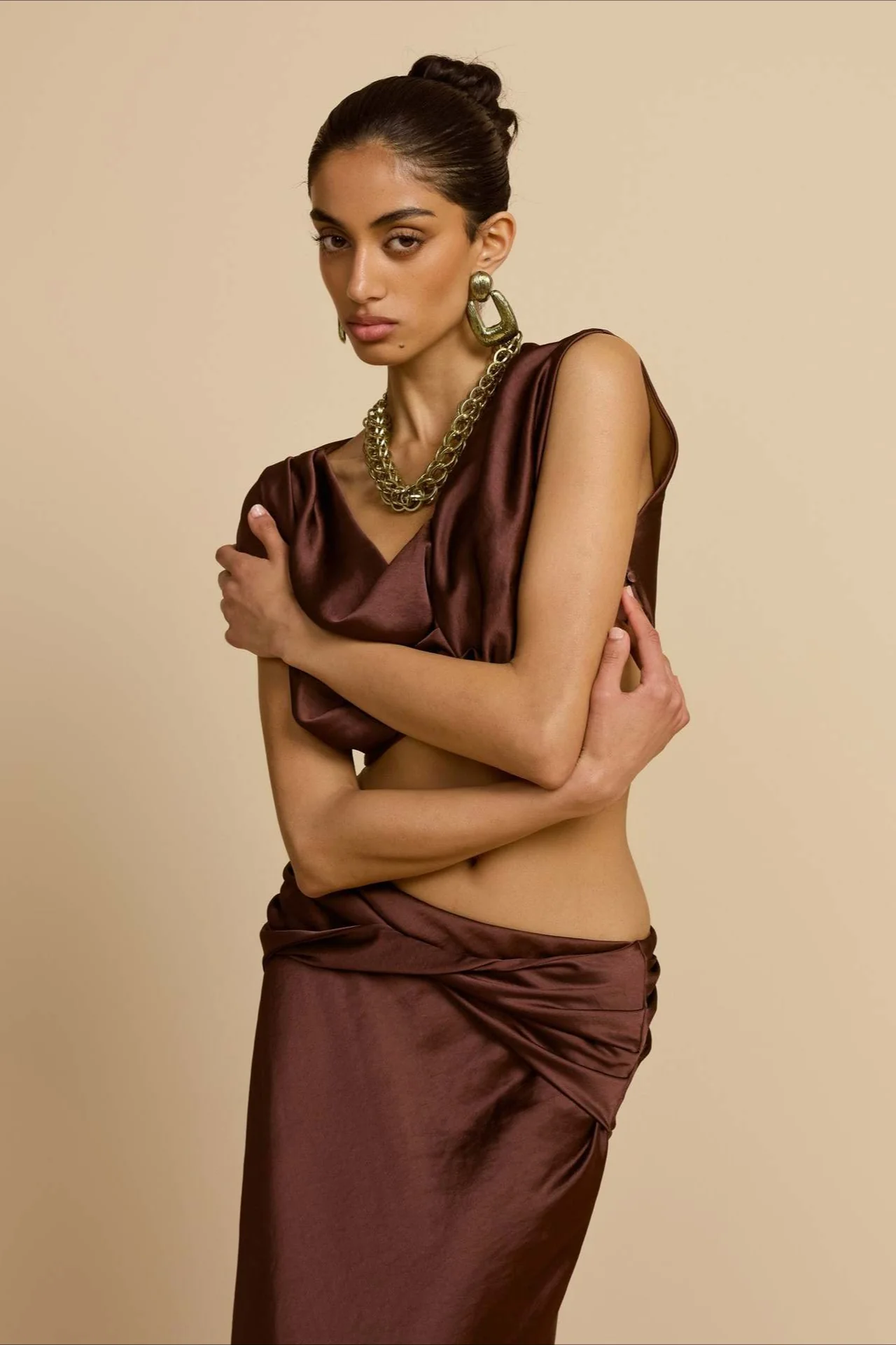 Ruched Panel Strapless Top High Waist Skirt Set - Image 11